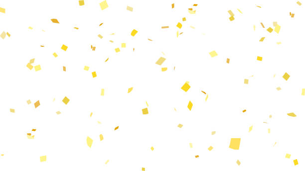 hintergrundillustration von blattgold oder goldkonfetti tanzen - konfetti stock-grafiken, -clipart, -cartoons und -symbole