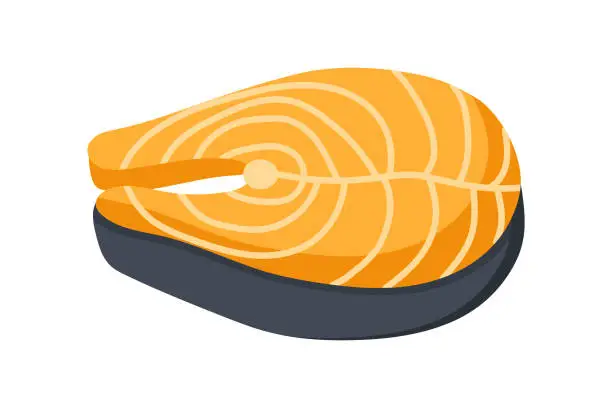 Vector illustration of Salmon fish steak on a white background