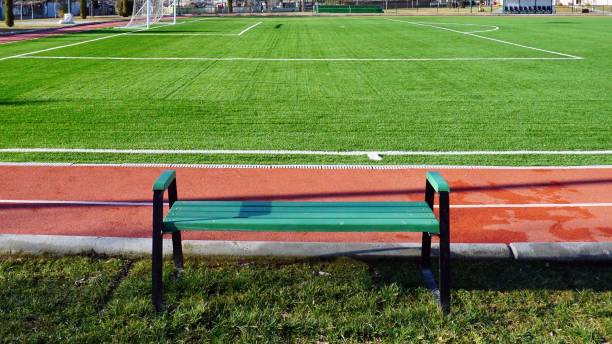 istock Green soccer pitch on a sunny day 1445640233