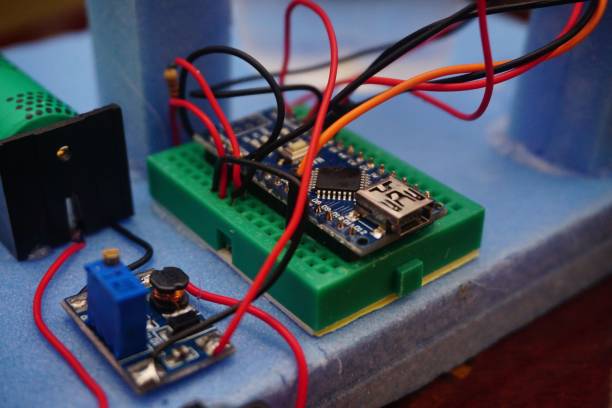 istock Closeup shot of Maker Diy robotic project on the blue background 1445640321