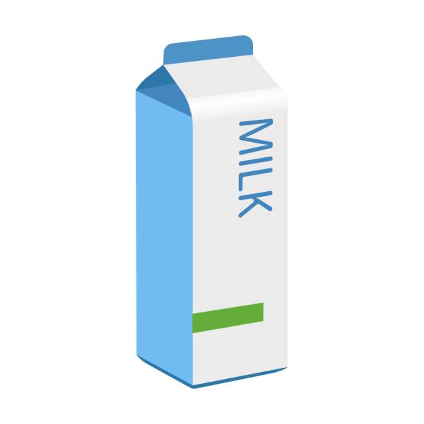 istock Milk in cardboard vector illustration. Fresh cow milk in carton, bottle cup isolated on white background. Food, dairy 1445641183