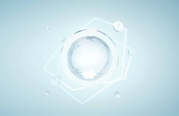 istock Cosmetics Essence molecule, collagen, Vitamin or Serum drop water for moisturizer. Liquid molecule chemical structure on water background. Cosmetics power treatment. Natural product. 3d rendering. 1445641675