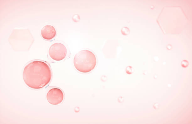 istock Cosmetics Essence molecule, collagen, Vitamin or Serum drop water for moisturizer. Liquid molecule chemical structure on water background. Cosmetics power treatment. Natural product. 3d rendering. 1445642978