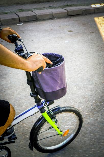 istock Vertical of a cycler with a foldable bike 1445644227