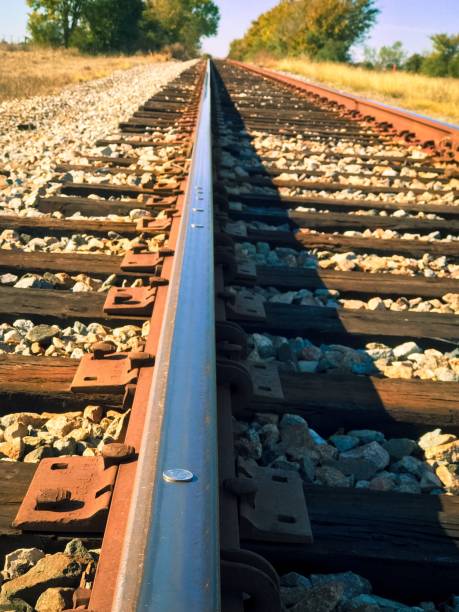 istock Vertical, close-up shot of a railway under sunlight 1445645437
