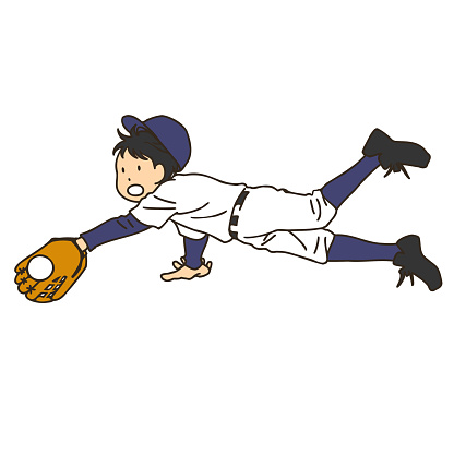 A baseball player making a catch