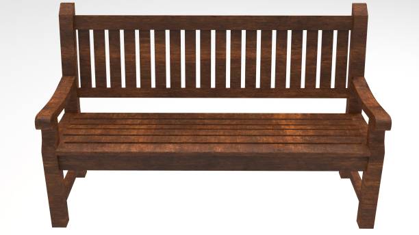 istock 3D isolated brown wooden bench on the white background 1445645800