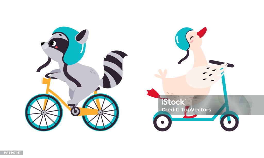Ilustración de Lindos Animales Bebés Disfrutando Del Paseo Mapache En  Bicicleta Pichon En Kick Scooter Ilustración Vectorial De Dibujos Animados  y más Vectores Libres de Derechos de Ganso - Ave - iStock