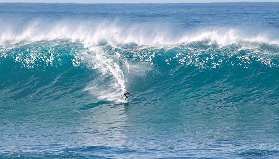 Sydney, Australia – February 25, 2016: Big Wave Surfer in Australia in a perfect blue day