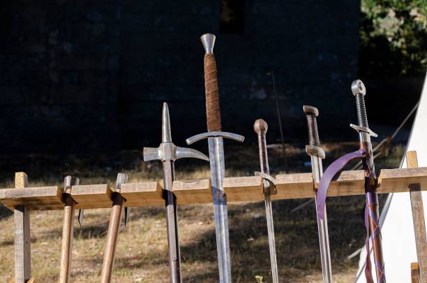 istock medieval swords for historical reenactment props 1445648178