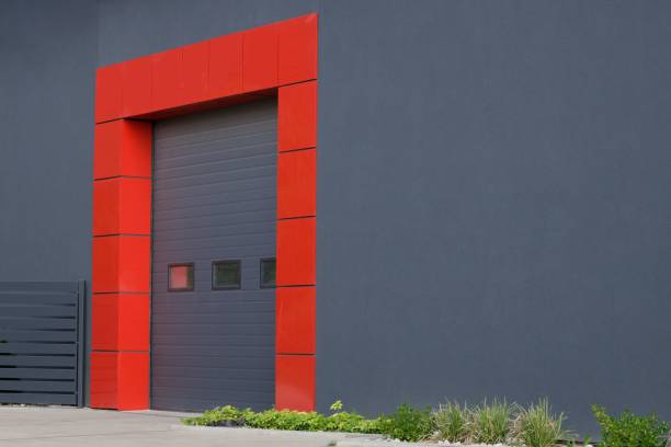 istock Gate or roller shutter with application to factory, warehouse or hangar. 1445649732