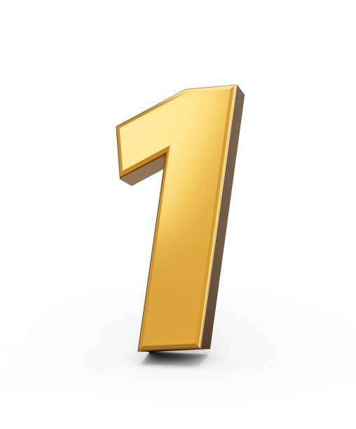 istock 3D rendering of a Golden number '1' isolated on a white background 1445649964