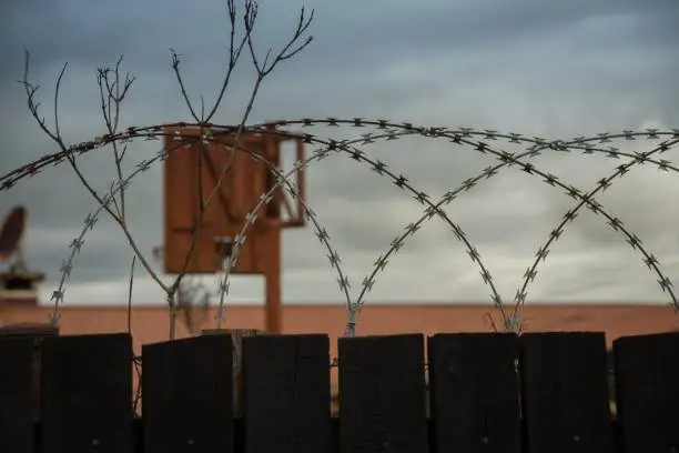 A barbed wire on a fence in South Africa