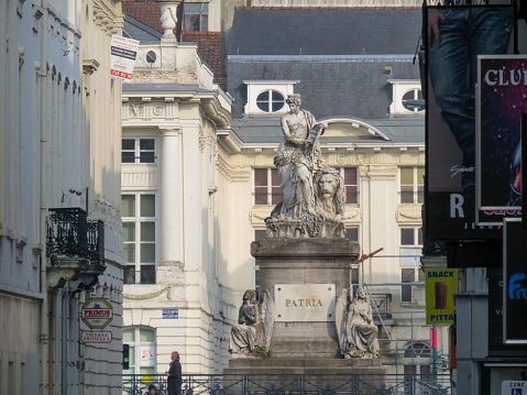 Brussels, Belgium – May 01, 2019: A beautiful shot of a Crypt of the Martyrs' Square in Brussels