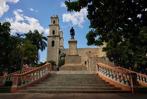 Merida, Mexico – August 10, 2021: The Monument to Manuel Cepeda Peraza in Merida, Mexico on the Yucatan Peninsula