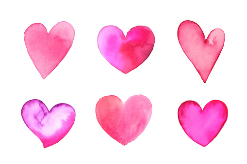 Vector set of watercolor hearts