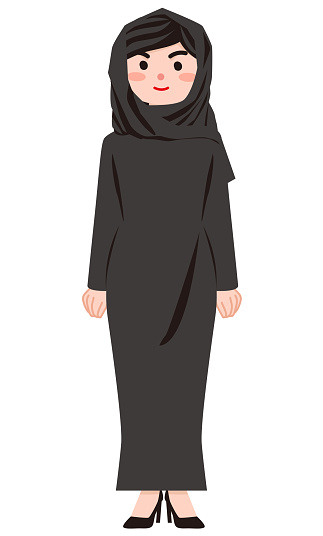 Woman in traditional Dubai costume.