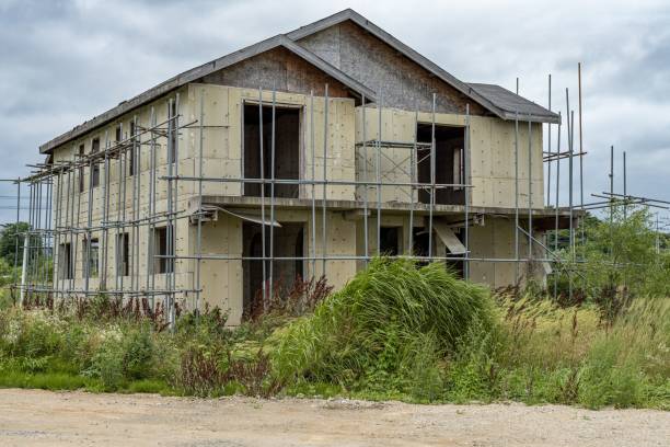 istock Beautiful view of a building under construction on a cloudy day 1445657300