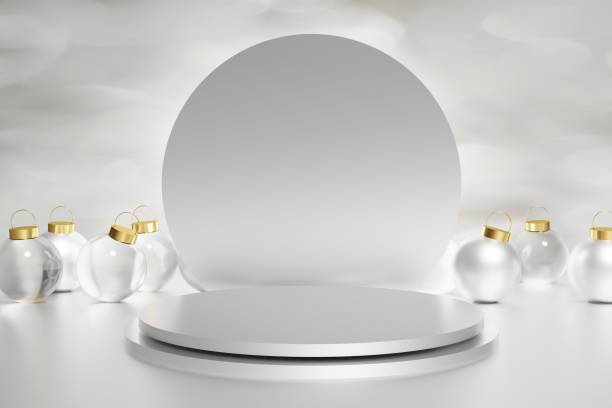 istock 3d render of beautiful metallic podium on a bokeh background 1445657684
