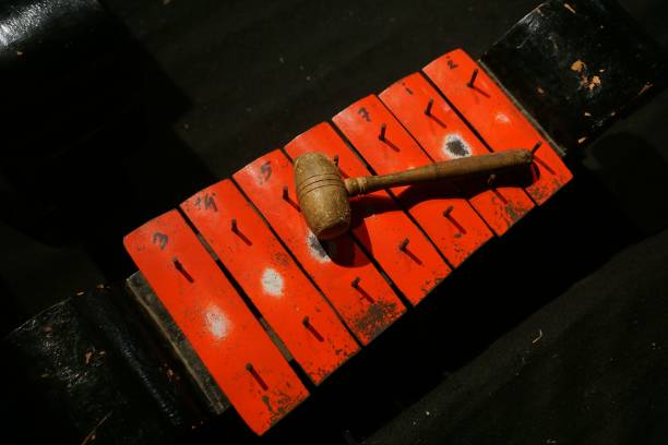 istock Traditional red Indonesian Gamelan instrument 1445658851
