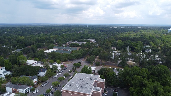 The bird's eye view of the streets of Aiken. South Carolina, USA.