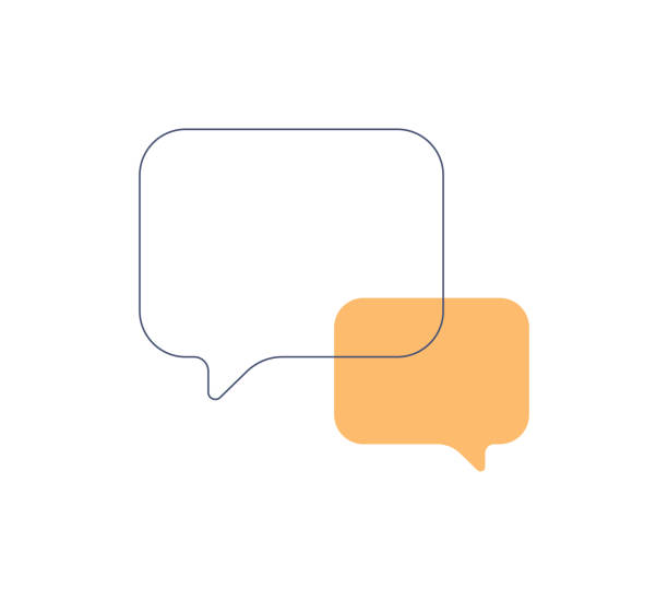 Speech bubbles thought ballons thin line designs Vector illustration of a set of speech bubbles or thought balloons with flat colors and thin lines. Cut out design elements on a transparent background on the vector file. online chat bubble stock illustrations