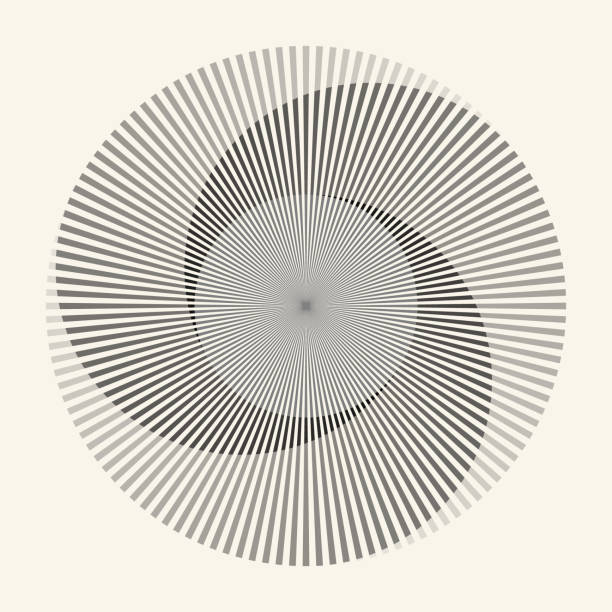 ilustraciones, imágenes clip art, dibujos animados e iconos de stock de círculo abstracto con líneas como una espiral o hélice. un color negro líneas con diferente opacidad. - hélice forma geométrica