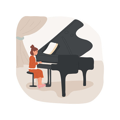 Piano solo performance on stage isolated cartoon vector illustration.