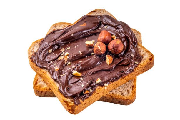 Bread with chocolate hazelnuts paste cream