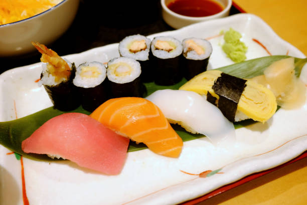 istock Close up Sushi Set that a Famous Japanese Recipe. 1445668884
