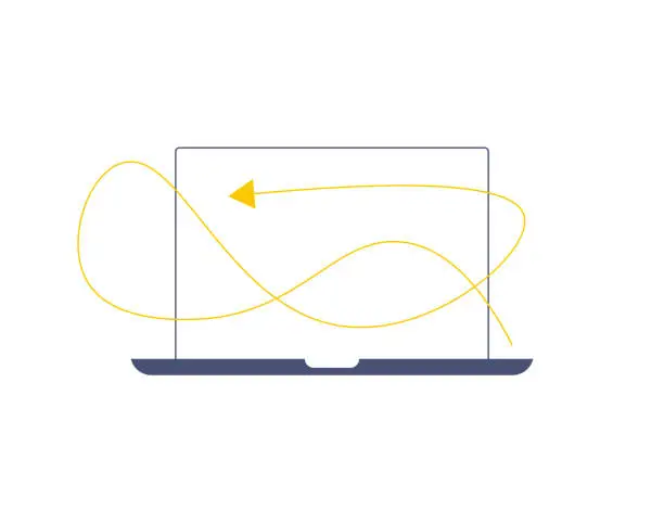 Vector illustration of Laptop computer lines and arrow symbols editable strokes