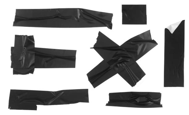 istock Black adhesive tapes strips isolated on white 1445672050