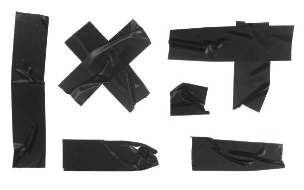 istock Black adhesive tapes strips isolated on white 1445672198