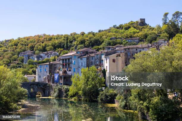 Summer View Of The Houses Along The Vidourle In Sauve Stock Photo - Download Image Now