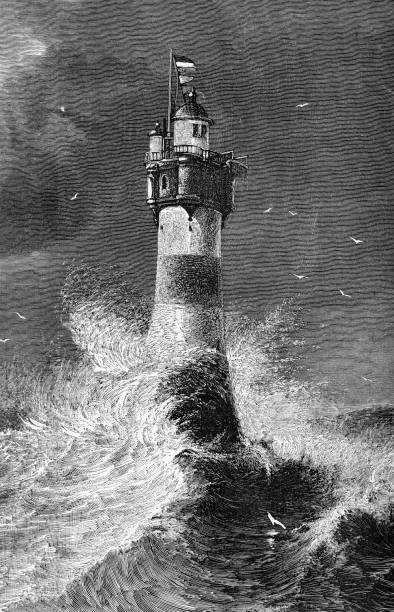 istock Roter Sand Lighthouse in a tempest in the North Sea on the Weser river estuary, Germany, built in 1885 directly on the sea floor 1445683367