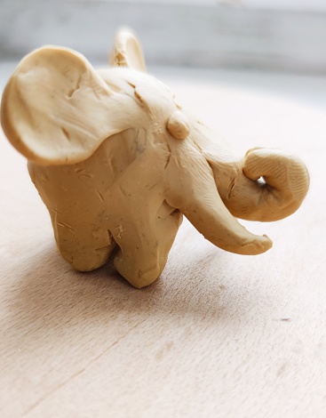 Plasticine elephant, plasticine animals, children's creativity