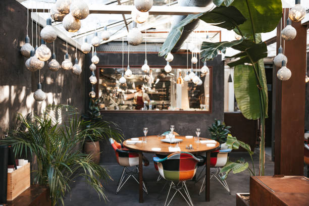 istock Luxury restaurant interior with no people inside prior the opening service 1445691442