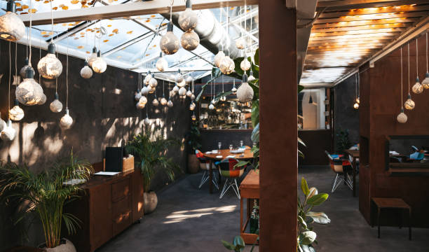 istock Luxury restaurant interior with no people inside prior the opening service 1445693844