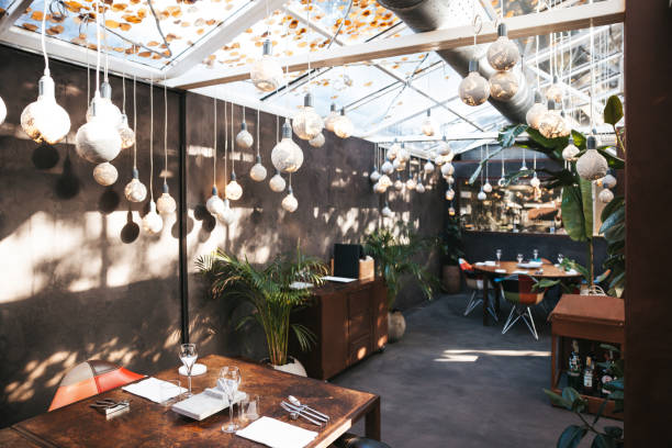 istock Luxury restaurant interior with no people inside prior the opening service 1445694299
