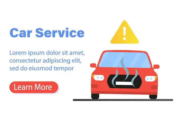 Vector illustration of The car needs repair, service station. Vector illustration