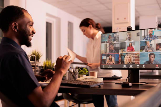 istock African american office worker having corporate videocall 1445700132