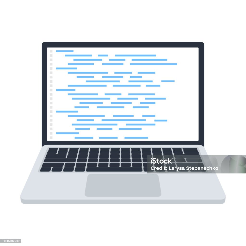 Web Developer Design Programming Laptop Screen Code Vector Stock ...