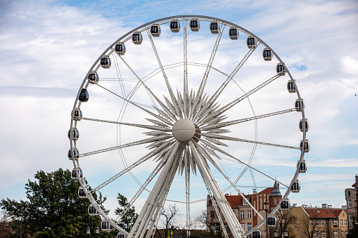 Gdansk, Poland - Sept 9, 2020: Ferris wheel on the Granary Island in Gdansk, Poland