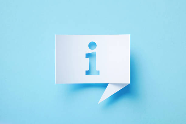 Rectangular Shaped White Chat Bubble With Cut Out Information Desk Symbol Sitting On Blue Background Rectangular shaped white chat bubble with cutout information desk symbol sitting on blue background. Horizontal composition with copy space. information symbol stock pictures, royalty-free photos & images