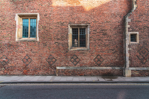 panoramic red brick wall for background