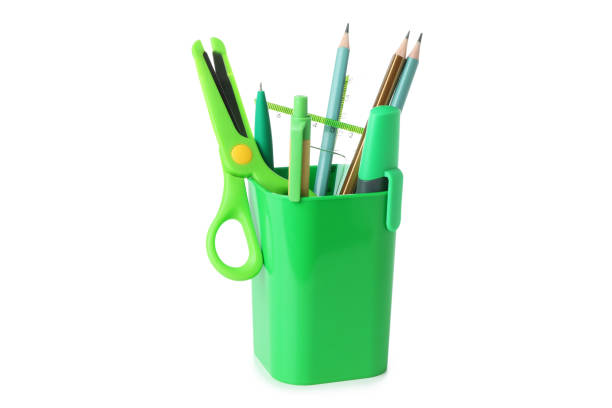 istock Holder with stationary isolated on white background 1445708337