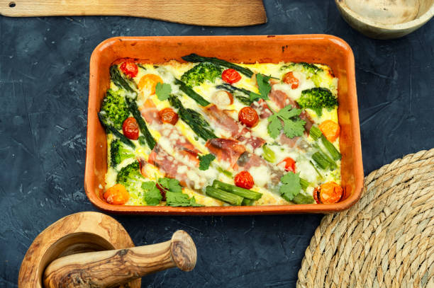 istock Casserole with asparagus and bacon in baking dish 1445714341