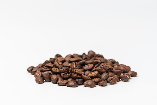 Coffee Beans On White Background Macrophotography