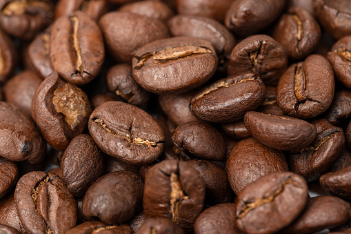 Coffee Beans On White Background Macrophotography