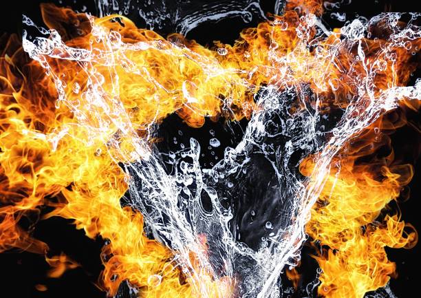 istock Abstract background with swirling fire and water 1445720872